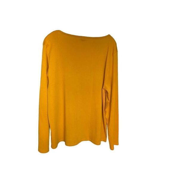 JCrew Scoop Neck Long Sleeve Blouse Cotton Mustard Yellow 2X - Picture 2 of 11